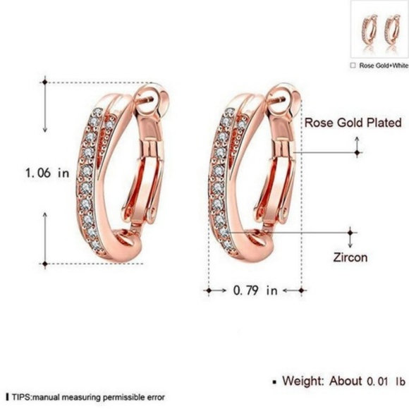 🌺Rose Gold Earrings with Zircon Accents Stones - Picture 4 of 4